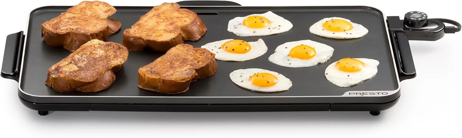 Presto 22-Inch Extra Large Griddle, 22"x 13", Low Profile Design, Ceramic Nonstick, Black 07072 Slimline