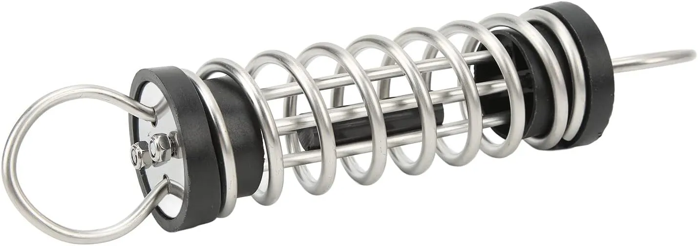Pretfy 6x300mm Boat Shock Absorbing Spring, 304 Stainless Steel Mooring Spring, Reduce Stress Cracking, Protect Deck Fittings from Snatching for Dock Line Mooring, with Rubber Pad,