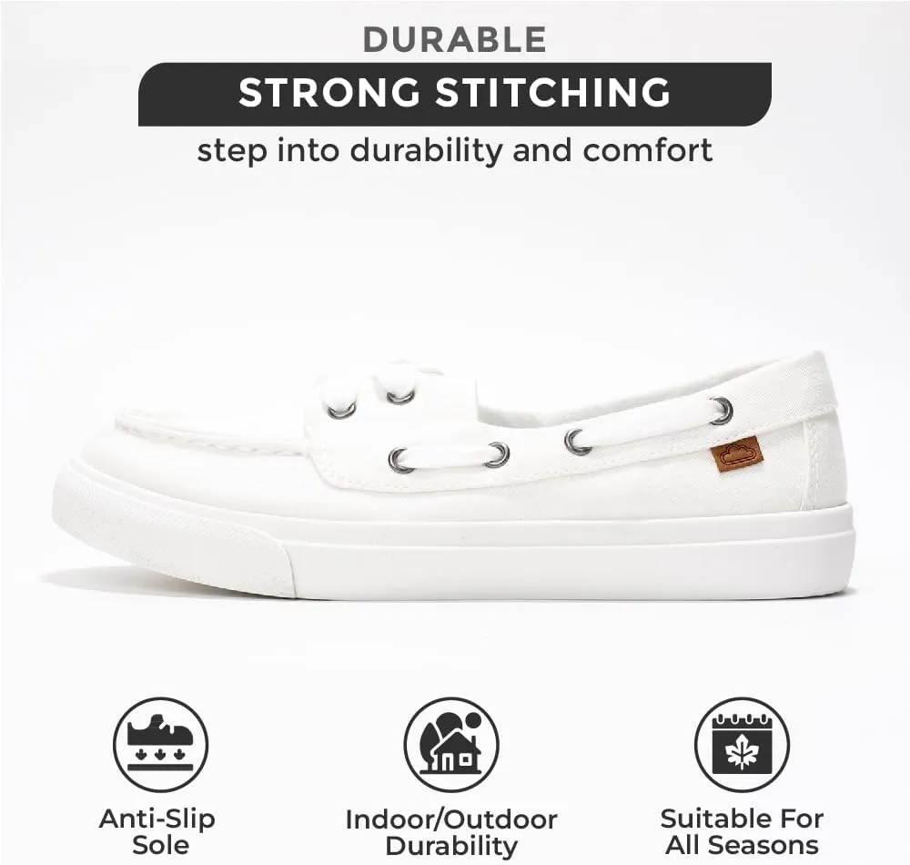 Project Cloud Sneakers for Women - Memory Foam Spring Shoes for Women Footwear - Slip-On Boat Shoes - Non Slip Fashion Sneakers - Lightweight Loafers (Seasalt)