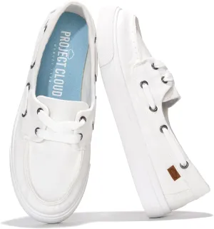 Project Cloud Sneakers for Women - Memory Foam Spring Shoes for Women Footwear - Slip-On Boat Shoes - Non Slip Fashion Sneakers - Lightweight Loafers (Seasalt)