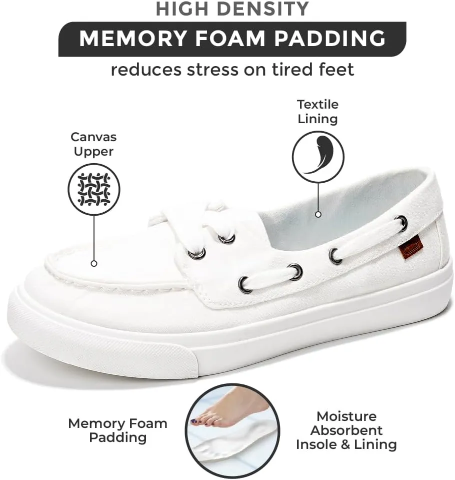 Project Cloud Sneakers for Women - Memory Foam Spring Shoes for Women Footwear - Slip-On Boat Shoes - Non Slip Fashion Sneakers - Lightweight Loafers (Seasalt)