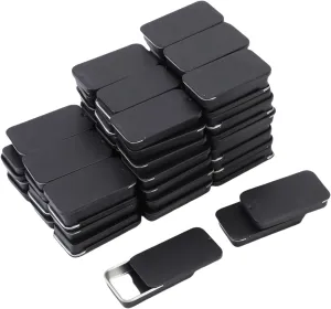 Pssopp 60Pcs Slide Top Small Tin Box, Smooth Rounded Sides Design Multifunctional Rectangular Tin Containers for Lip Balm Storage