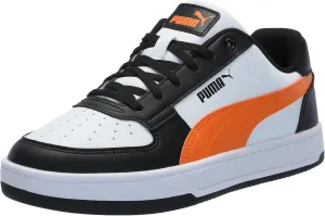 PUMA Caven Sneaker, White-Rickie Orange Black, 3 US Unisex Little Kid