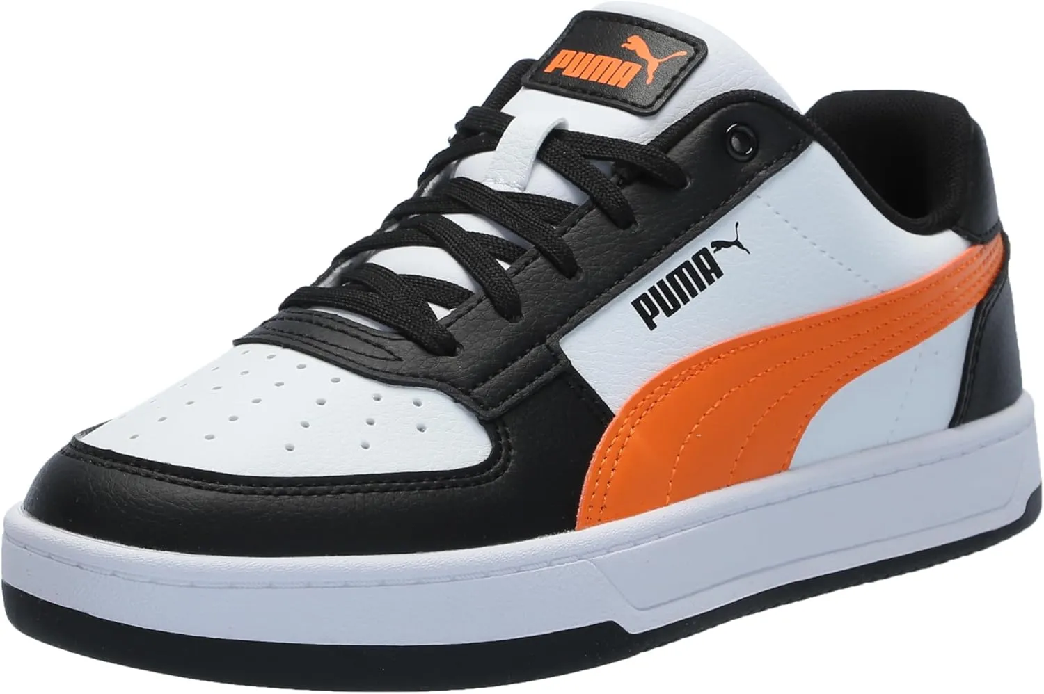 PUMA Caven Sneaker, White-Rickie Orange Black, 3 US Unisex Little Kid