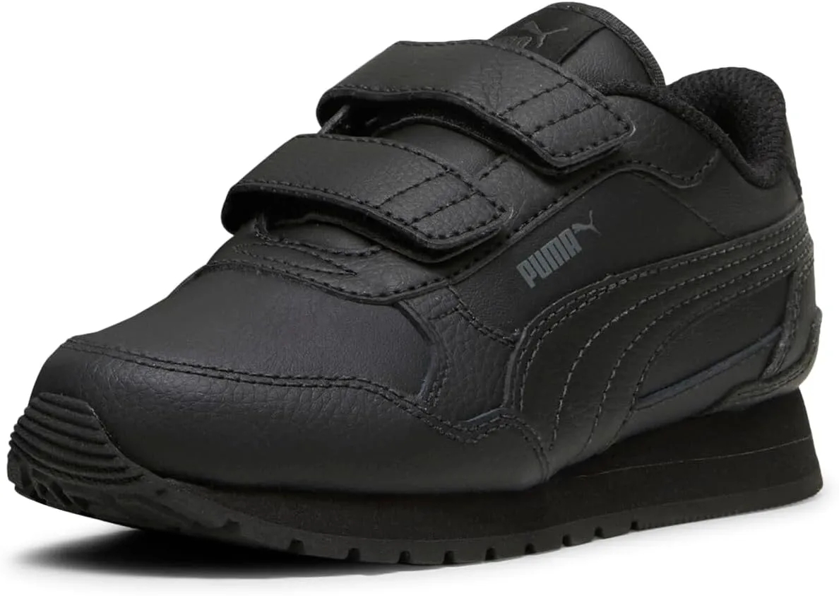PUMA ST Runner Hook and Loop Sneaker, Black-Shadow Gray, 12.5 US Unisex Little Kid