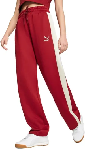 PUMA Womens Iconic T7 Straight Leg Pants Casual - Red - Size M