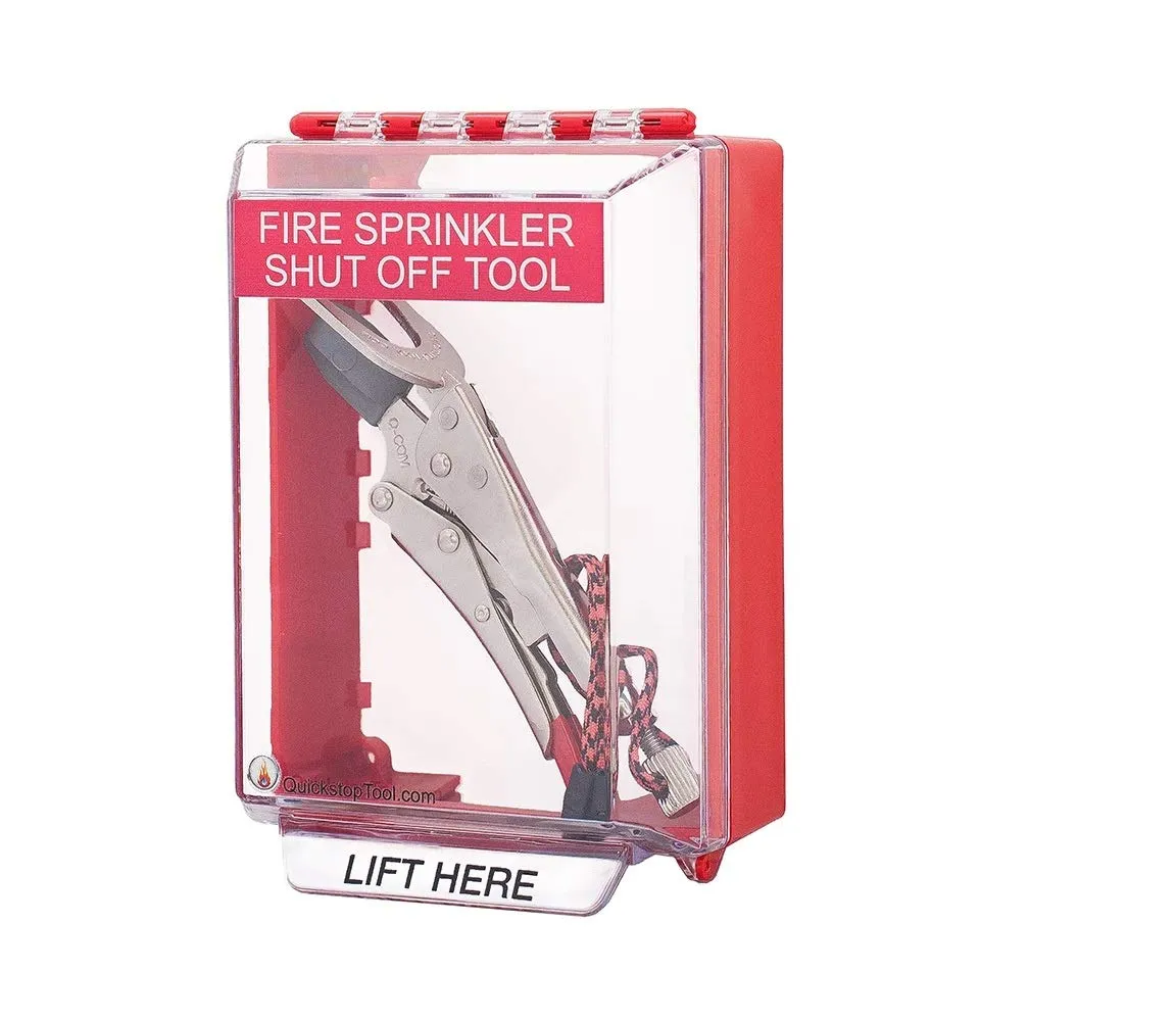 QTC Commercial Fire Sprinkler Head Shutoff Tool and Wall Cabinet Case for Managing Accidental Fire Sprinklers Activation, Easy to Use On Upright, Pendant and Sidewall Sprinklers