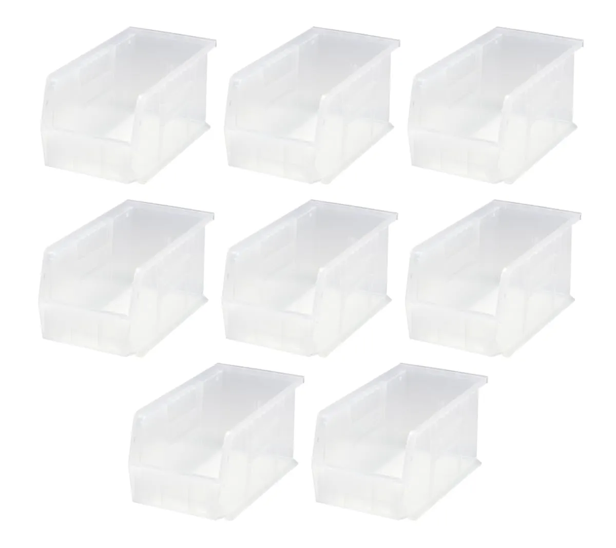 QUANTUM STORAGE SYSTEMS K-QUS230CL-8 8-PackStack and Hang Plastic Bin Storage Containers, 10" x 5" x 5", Clear