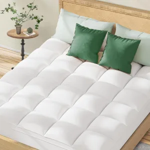 Queen Mattress Topper for Back Pain, Extra Thick Pillow Top Mattress Pad Cover with 8-21 Inch Deep Pocket, Soft Mattress Protector Overfilled Down Alternative (White, Queen)