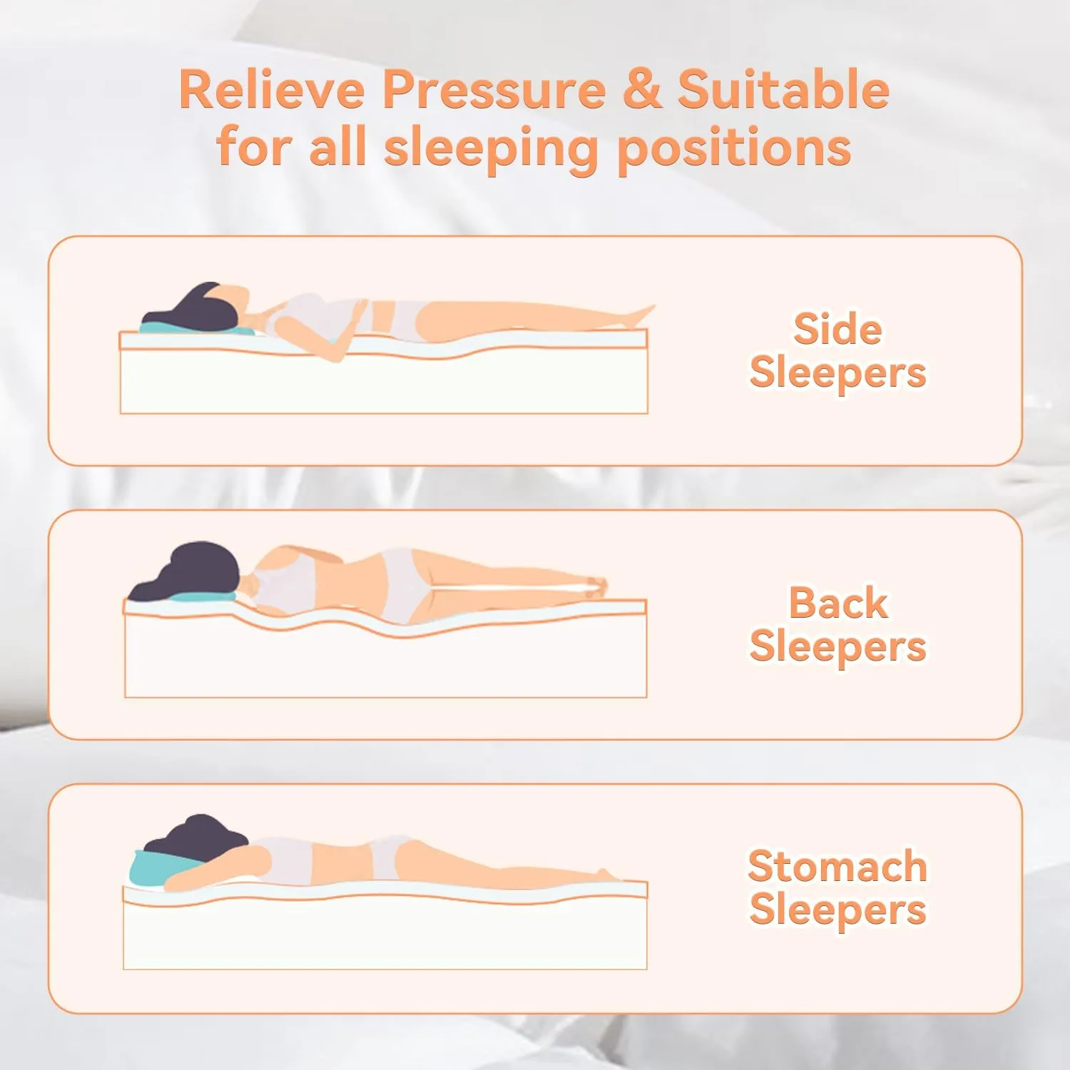 Queen Mattress Topper for Back Pain, Extra Thick Pillow Top Mattress Pad Cover with 8-21 Inch Deep Pocket, Soft Mattress Protector Overfilled Down Alternative (White, Queen)