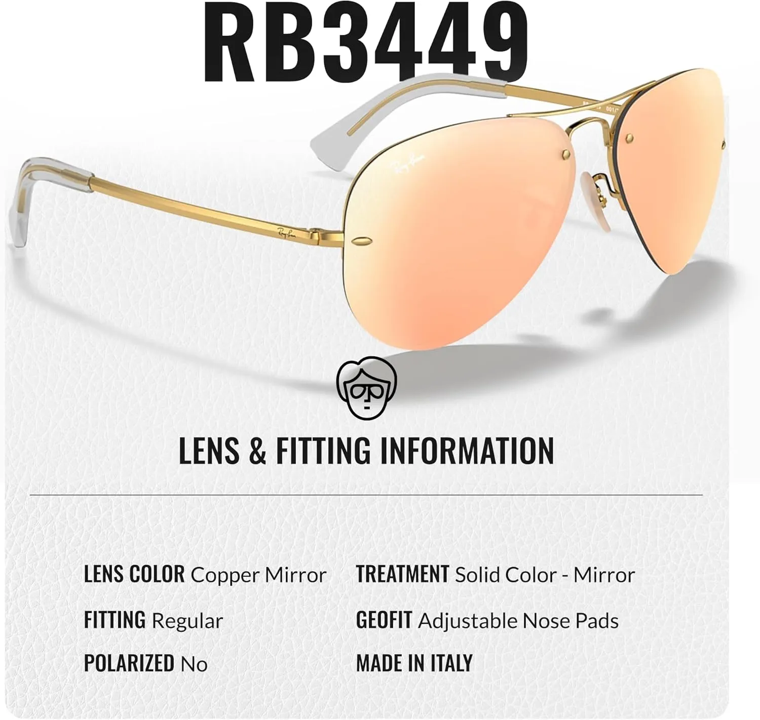 Ray-Ban RB3449 Pilot Sunglasses With Eyewear Kit Bundle - Adjustable Nose Pads - Formal and Casual Wear Retro Sunglasses