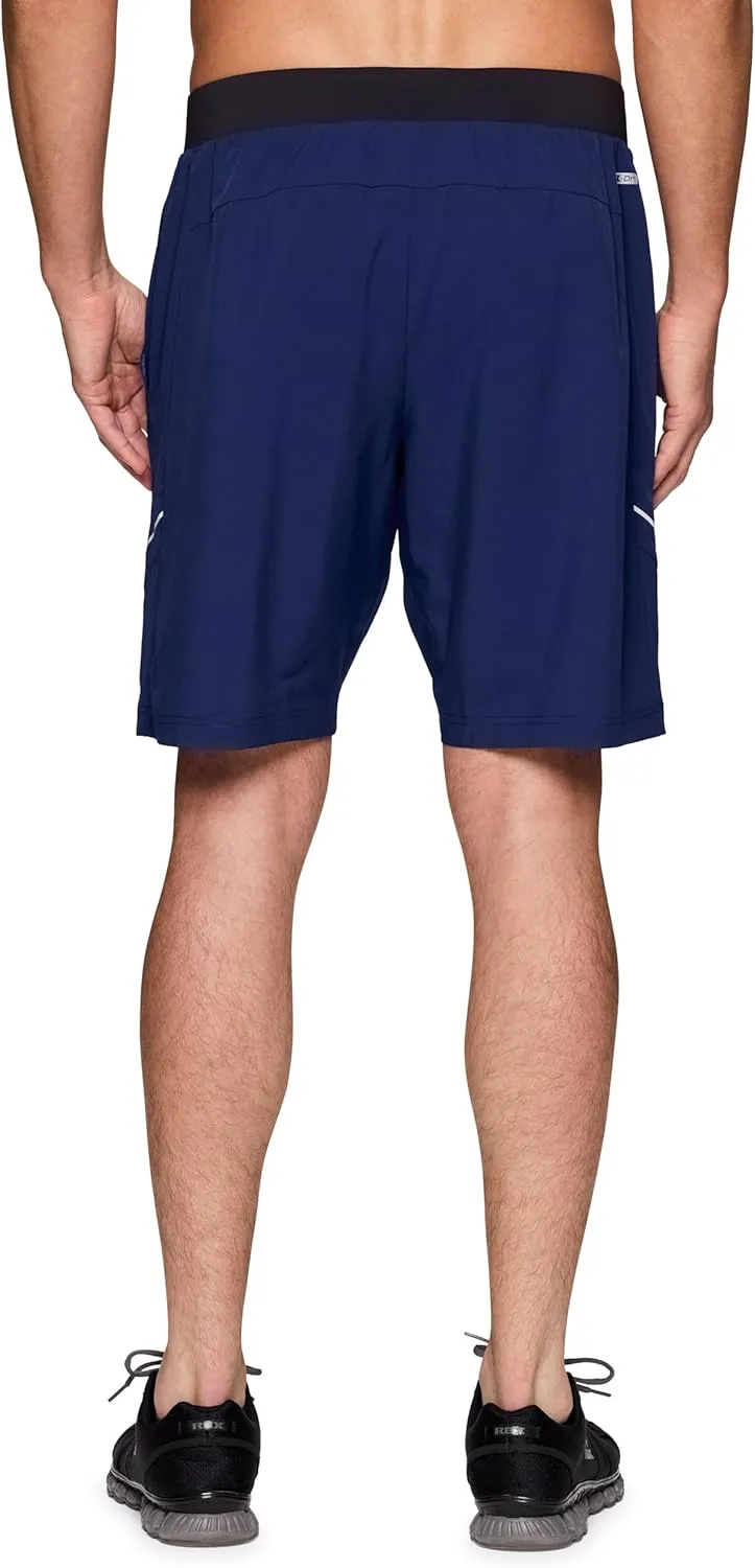 RBX Activewear Workout Shorts for Men, Quick Drying Woven Running Basketball Shorts with Flat Waistband, 9" Inseam