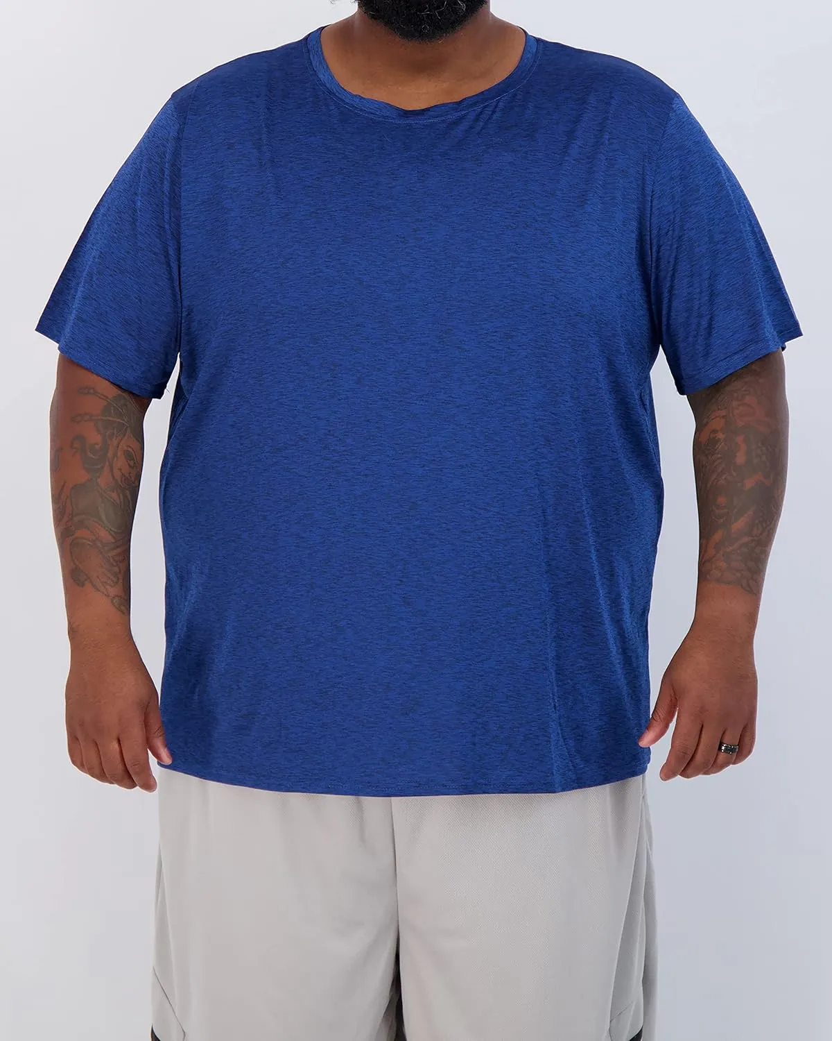 Real Essentials 3 Pack: Men’s Big & Tall Tech Stretch Long-Sleeve & Short-Sleeve Dry-Fit T-Shirt (3XT-5XT)