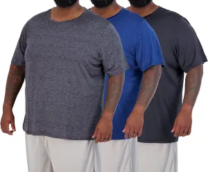 Real Essentials 3 Pack: Men’s Big & Tall Tech Stretch Long-Sleeve & Short-Sleeve Dry-Fit T-Shirt (3XT-5XT)