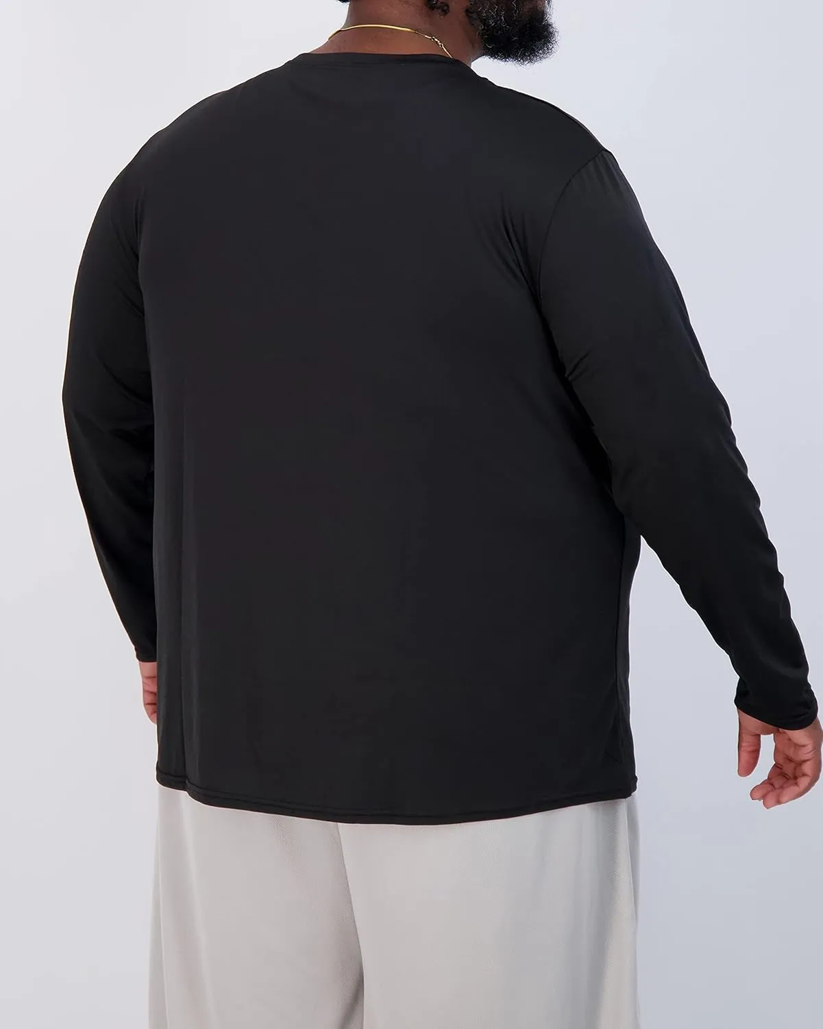 Real Essentials 3 Pack: Men’s Big & Tall Tech Stretch Long-Sleeve & Short-Sleeve Dry-Fit T-Shirt (3XT-5XT)