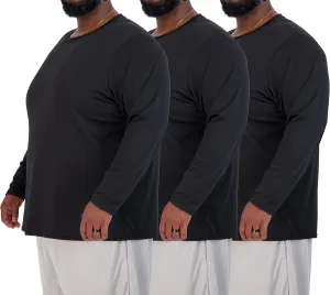 Real Essentials 3 Pack: Men’s Big & Tall Tech Stretch Long-Sleeve & Short-Sleeve Dry-Fit T-Shirt (3XT-5XT)