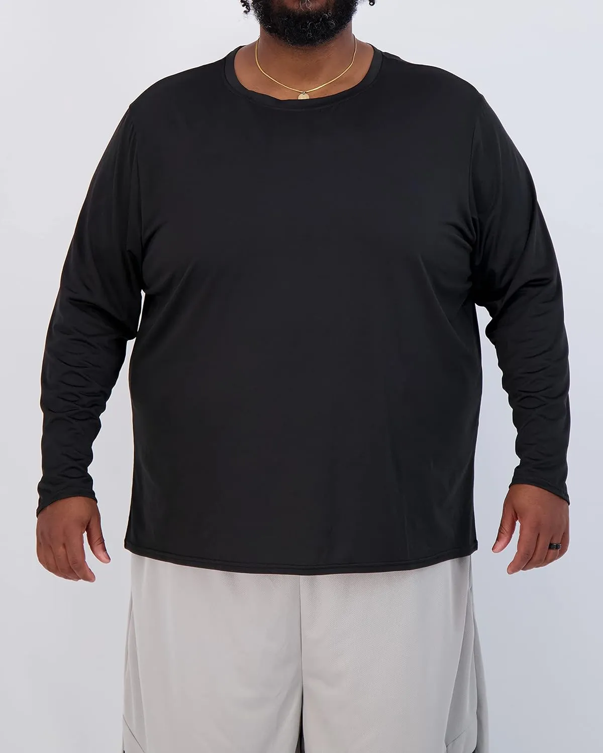 Real Essentials 3 Pack: Men’s Big & Tall Tech Stretch Long-Sleeve & Short-Sleeve Dry-Fit T-Shirt (3XT-5XT)