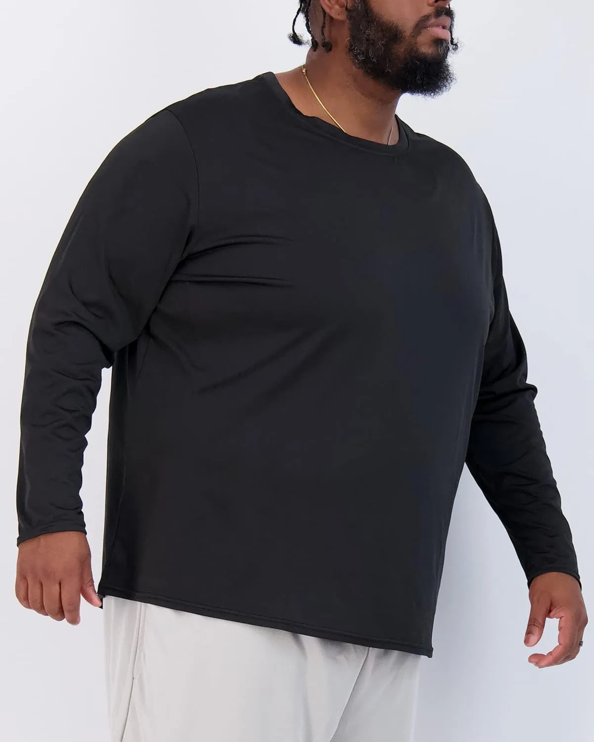 Real Essentials 3 Pack: Men’s Big & Tall Tech Stretch Long-Sleeve & Short-Sleeve Dry-Fit T-Shirt (3XT-5XT)