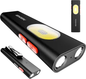 Rechargeable Flat EDC Flashlight, 1000 Lumens Pocket Flash Light – Small LED Light with UV, Red Laser, Magnetic Base, USB-C Charging, Dual Switch for Camping, Repair, Emergency