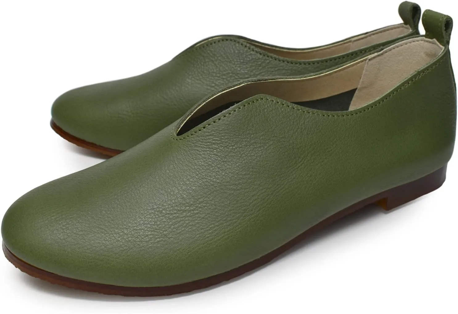 Recipe RP-222 V-Cut Slip-on Shoes, Made in Japan, Genuine Leather, Natural Shoes, Women's, Easy to Walk, Painless, Flat Shoes