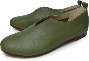 Recipe RP-222 V-Cut Slip-on Shoes, Made in Japan, Genuine Leather, Natural Shoes, Women's, Easy to Walk, Painless, Flat Shoes