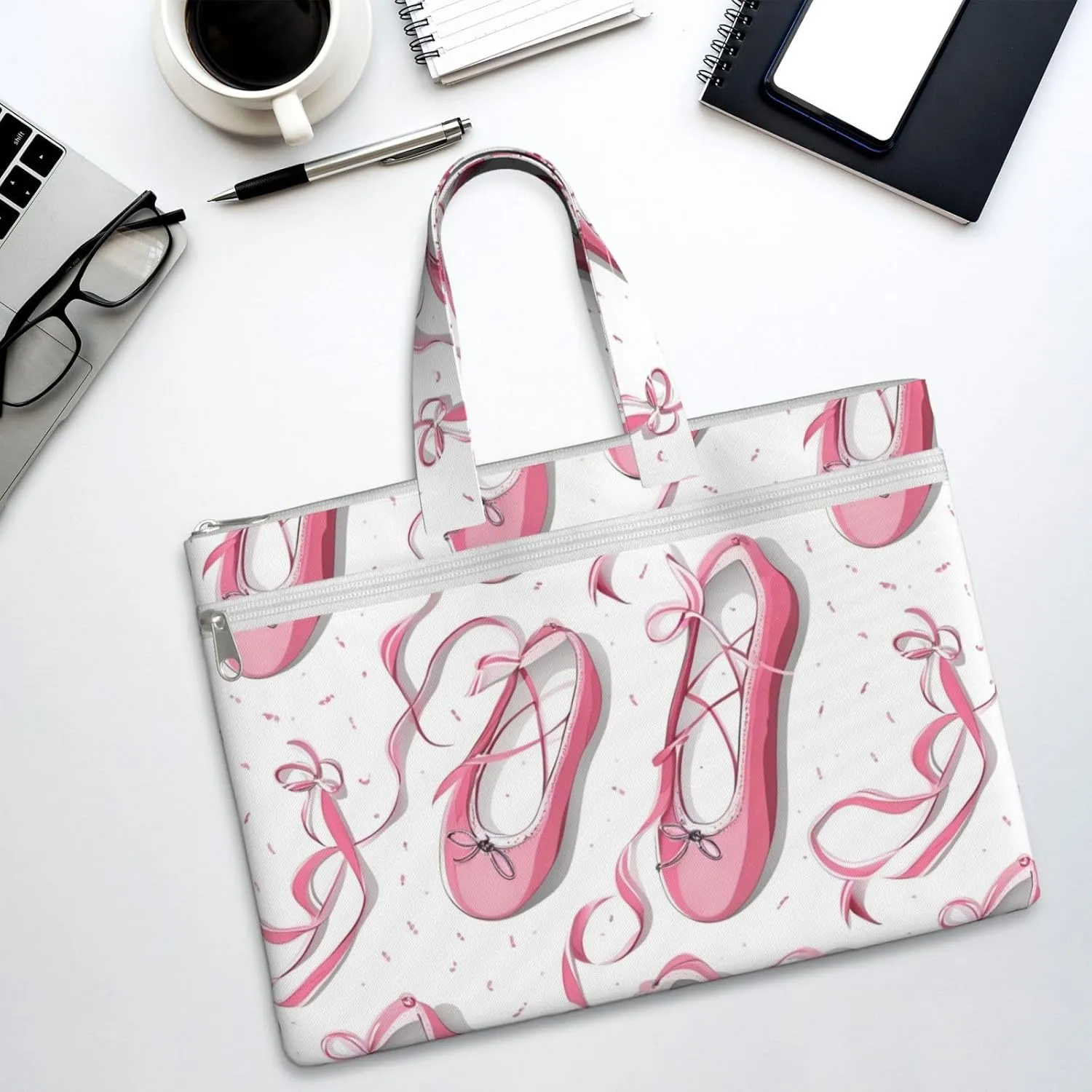 Red Ballet Shoes Canvas Document Bag A4 File Organizer for School Supplies and Study