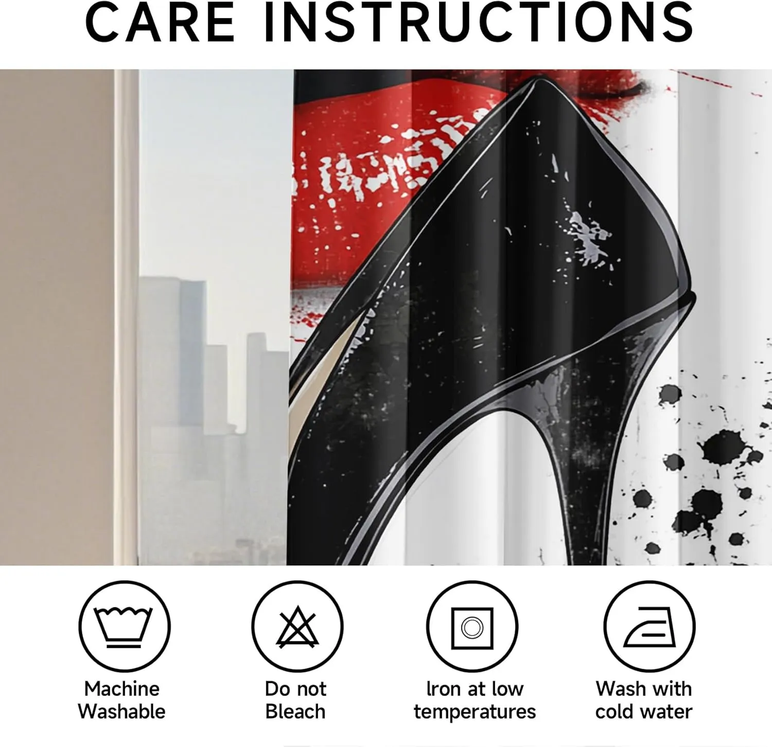 Red Lips Curtain, Sexy Lips Blackout Curtains 45 Inches Long 2 Panels, High Heel Drapes for Bedroom Living Room, Room Darkening Window Curtains 42W x 45L Inch