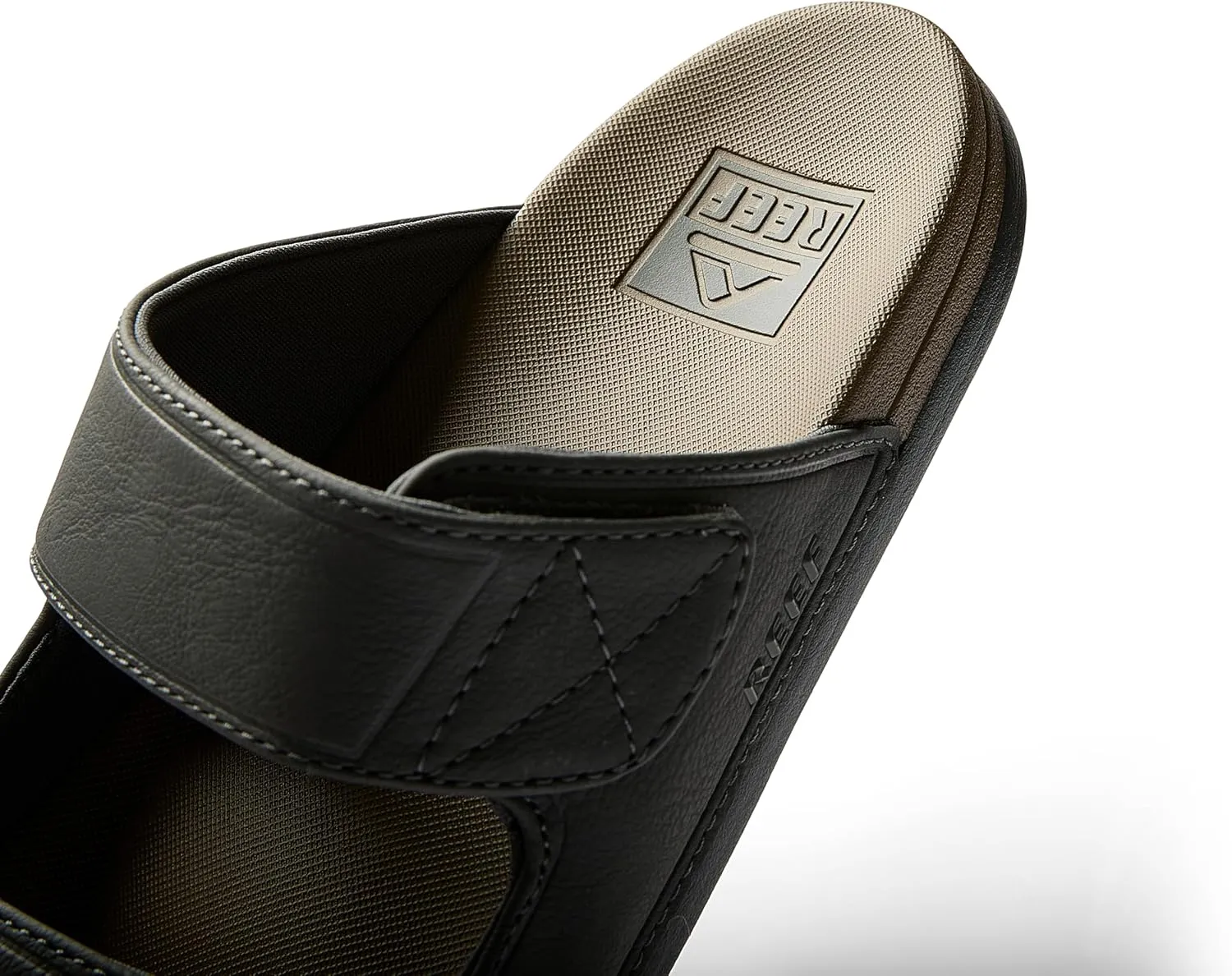 REEF Cushion Tradewind SL Men's Slides, Adjustable Velcro Vegan Leather Straps, Ultra Soft Cushion Footbed