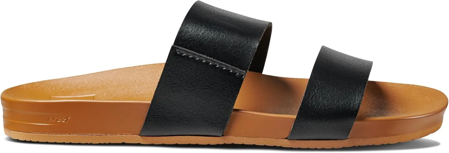 Reef Women's Cushion Vista Fashion Slide Sandal, Vegan Leather Strap, Soft Footbed