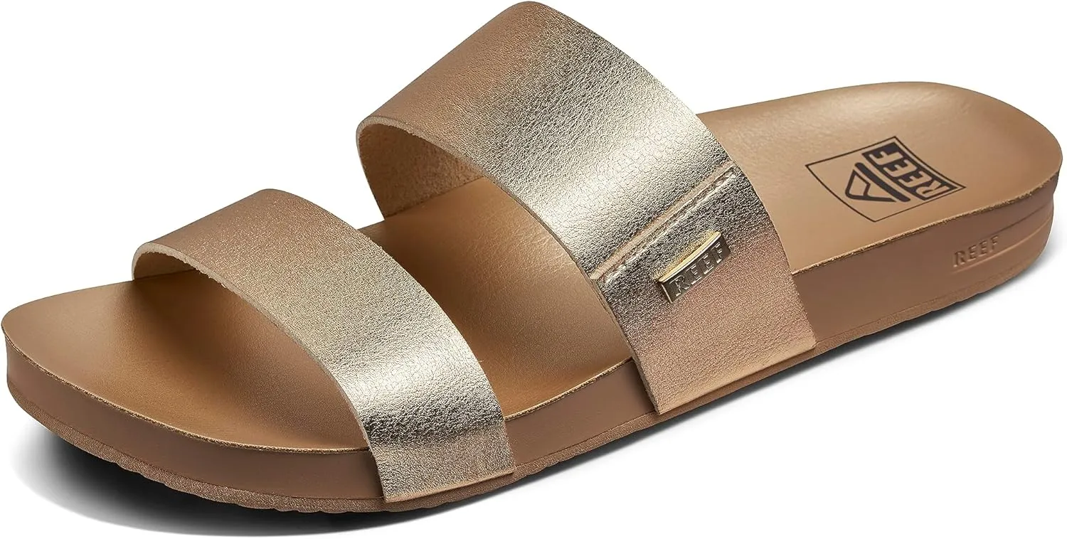 Reef Women's Cushion Vista Fashion Slide Sandal, Vegan Leather Strap, Soft Footbed