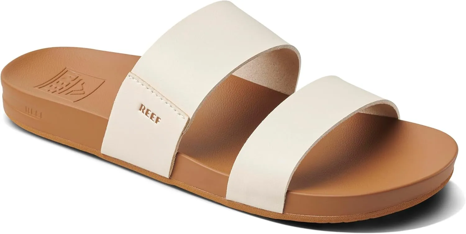 Reef Women's Vista Fashion Slide Sandal, Vegan Leather Strap, Ultra Soft Cushion Footbed