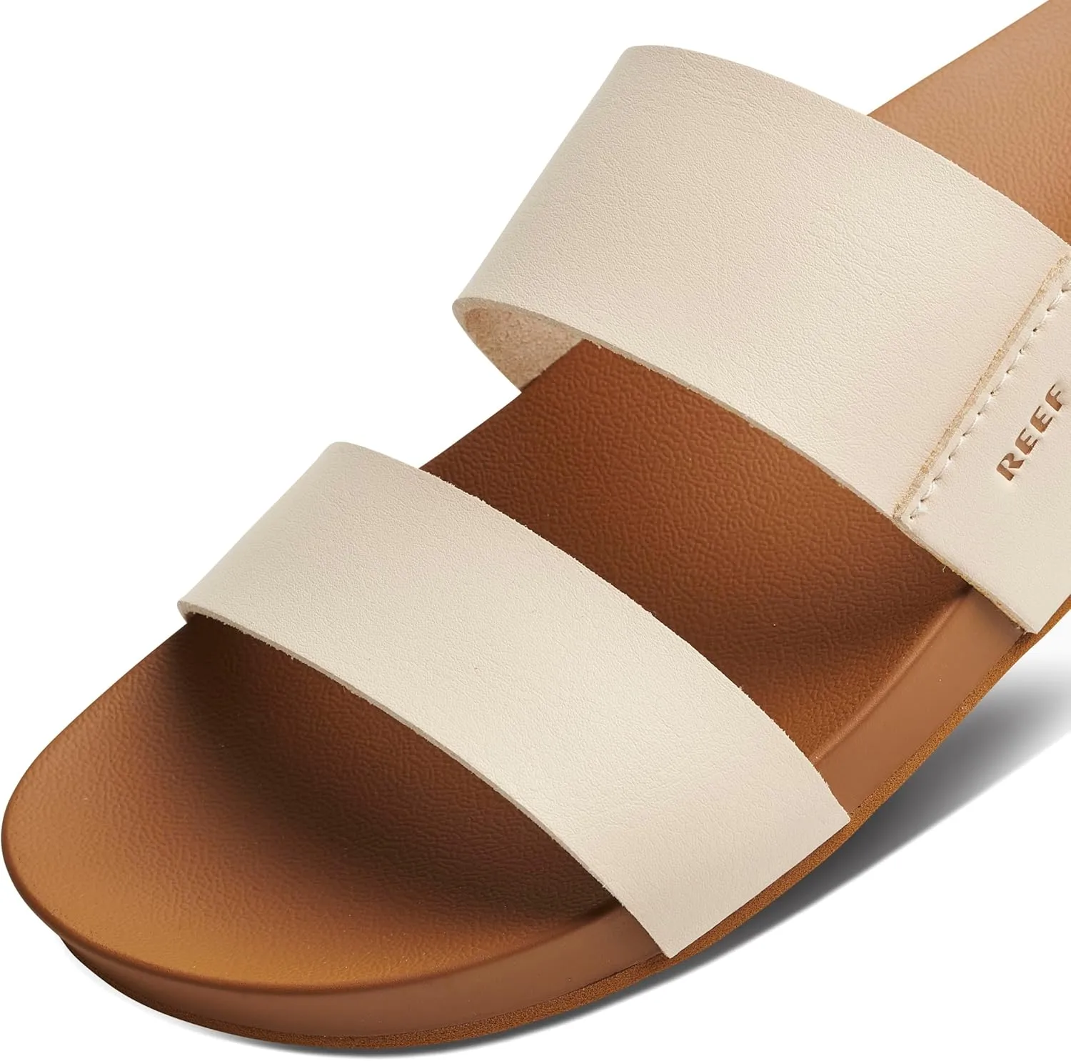 Reef Women's Vista Fashion Slide Sandal, Vegan Leather Strap, Ultra Soft Cushion Footbed