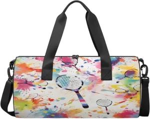 Render Tennis Racket Travel Gym Bag Waterproof Sport Dance Bag for Women Men Portable Gymnastics Duffel Bags Canvas Tote Carry on Handbag for Workout Overnight Weekender