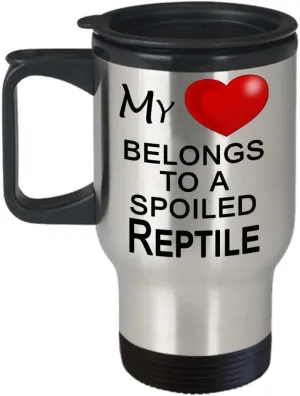 Reptile Stuff, Reptile Gift Bag, Reptile Mug - My Heart Belongs to a Spoiled Reptile Travel Mug