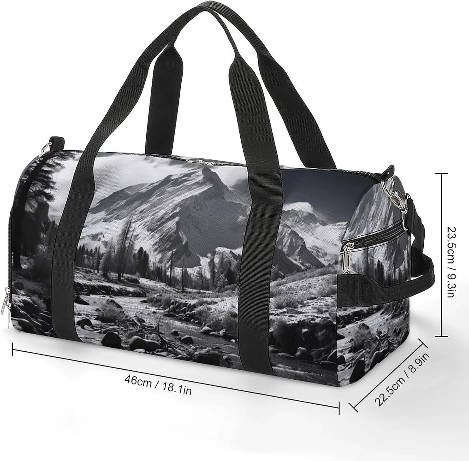 Retro Forest And Mountains Sports Gym Bag Carry on Holdalls for Men Small Duffel Bags for Women with Shoe Compartment