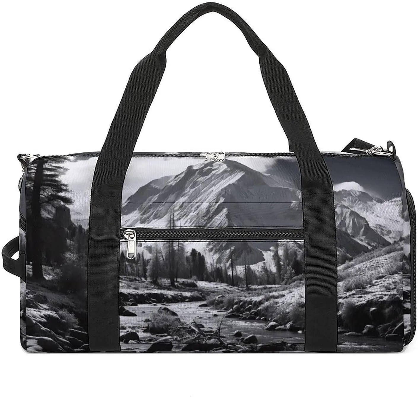 Retro Forest And Mountains Sports Gym Bag Carry on Holdalls for Men Small Duffel Bags for Women with Shoe Compartment