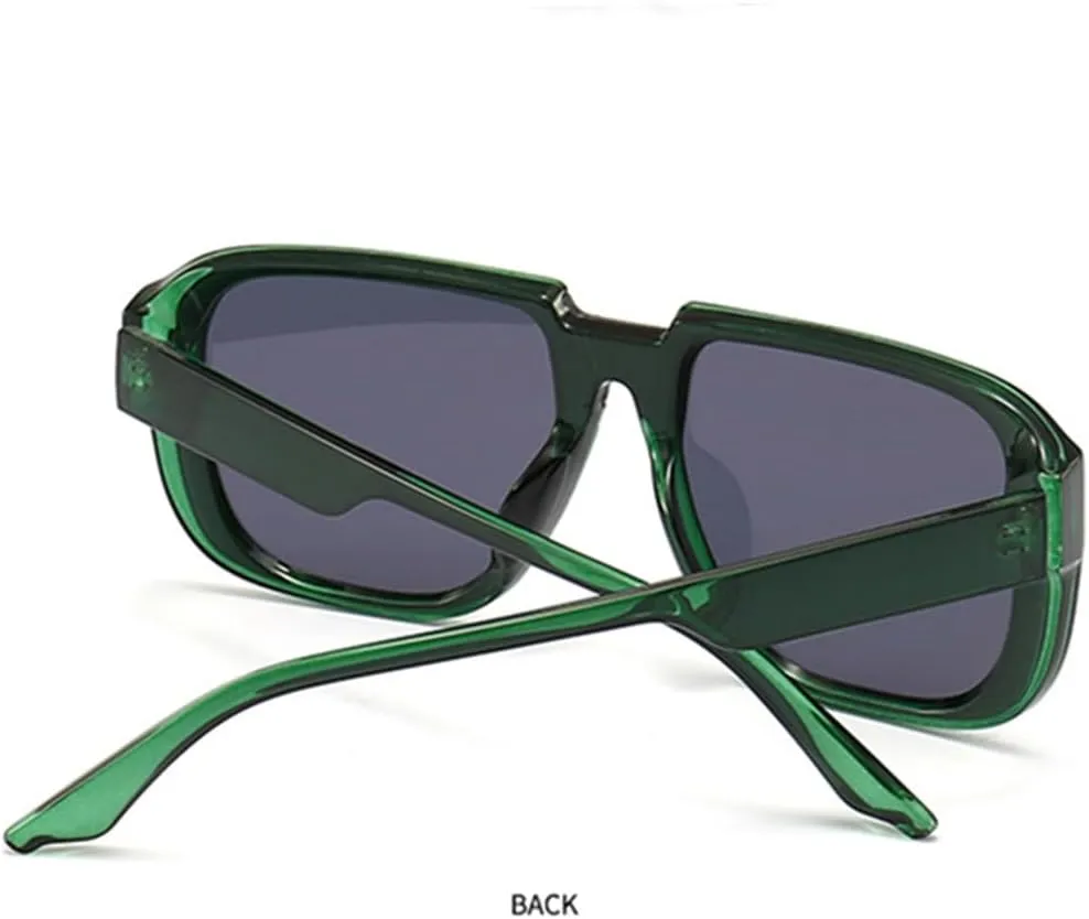 Retro Square One Piece Sunglasses Men Mirror Shades UV400 Flat Top Men Sun Glasses