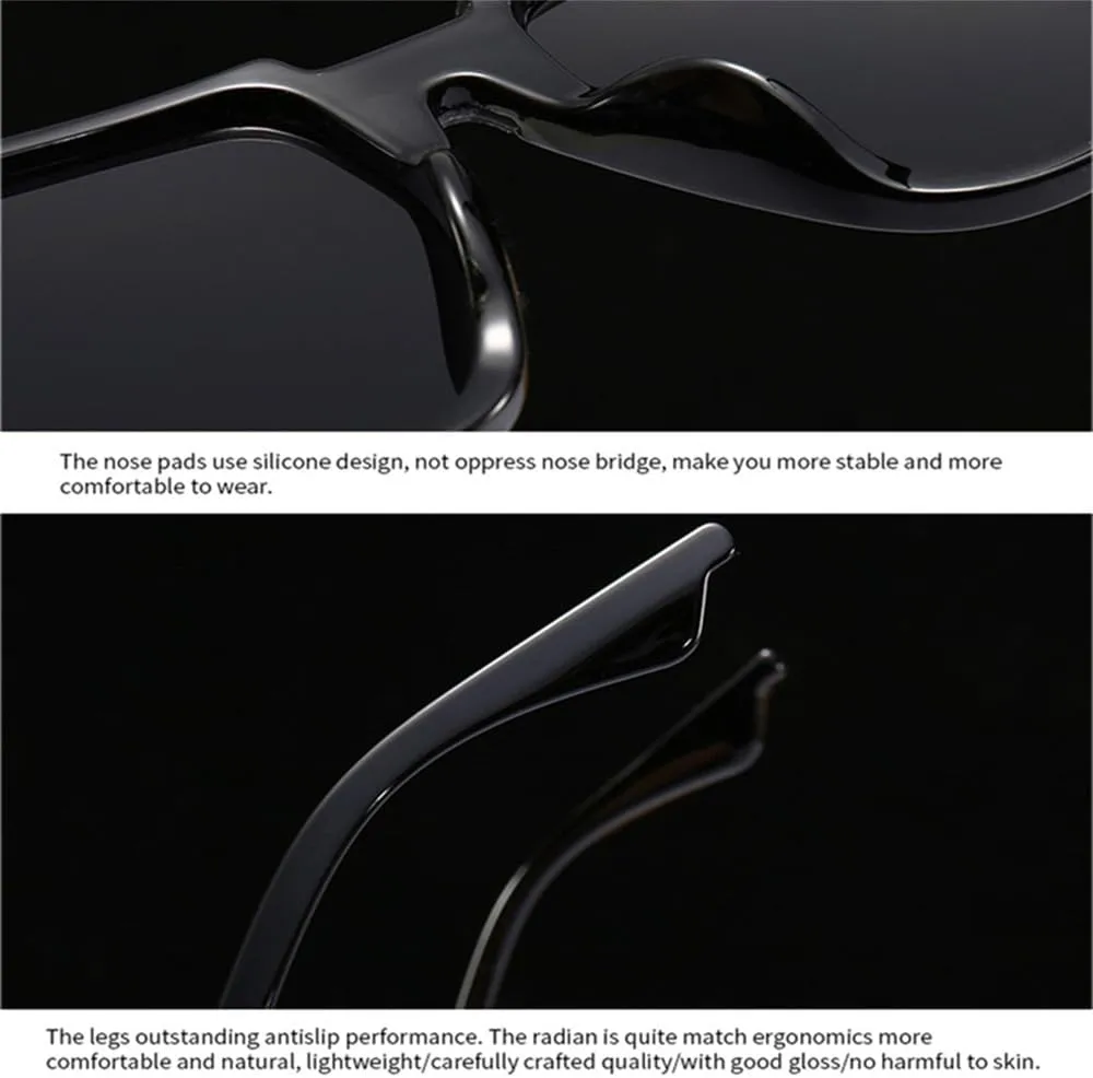Retro Square One Piece Sunglasses Men Mirror Shades UV400 Flat Top Men Sun Glasses