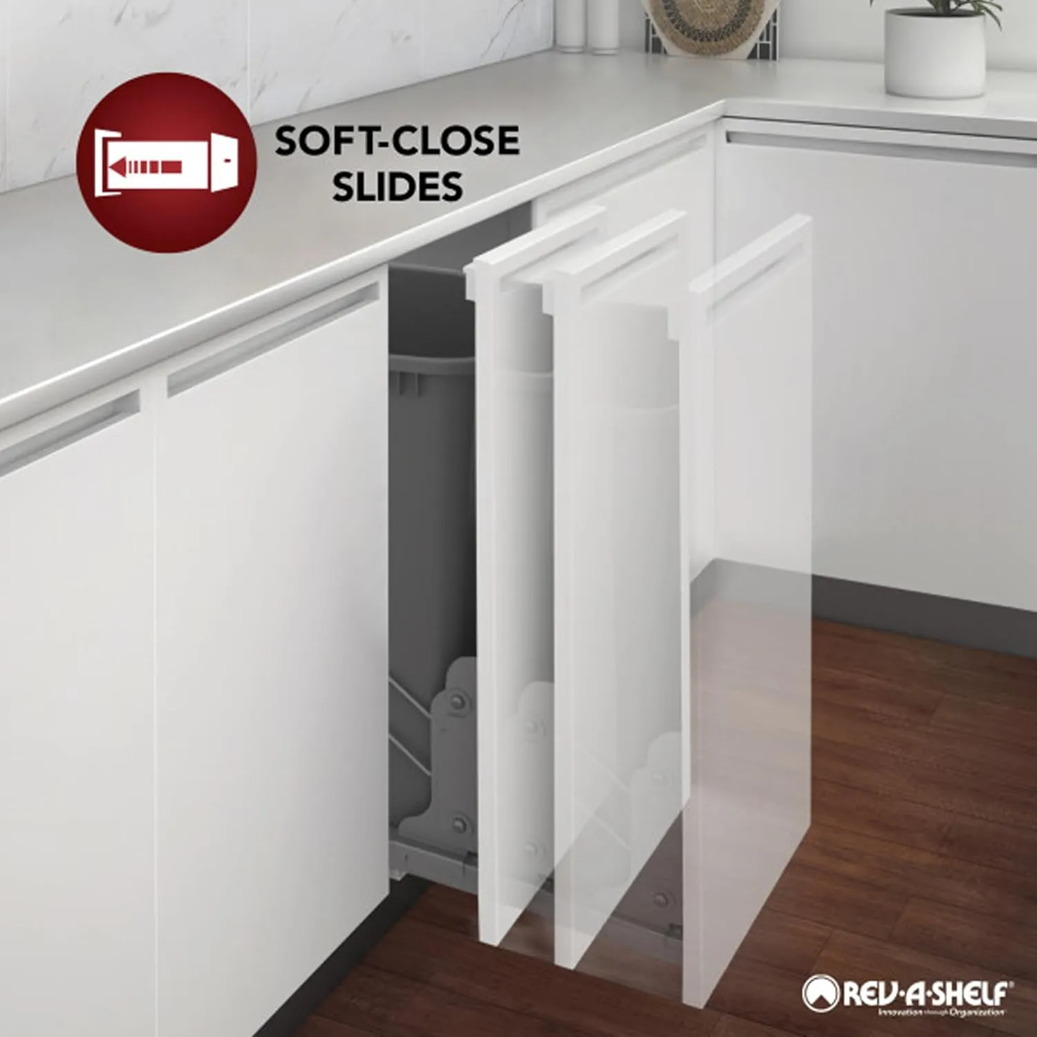 Rev-A-Shelf 7.25" Pullout Storage Organizer for Base Kitchen/Bathroom Cabinets w/Soft-Close Full Extension Slides & Adjustable Shelves, 448-BCSC-6C