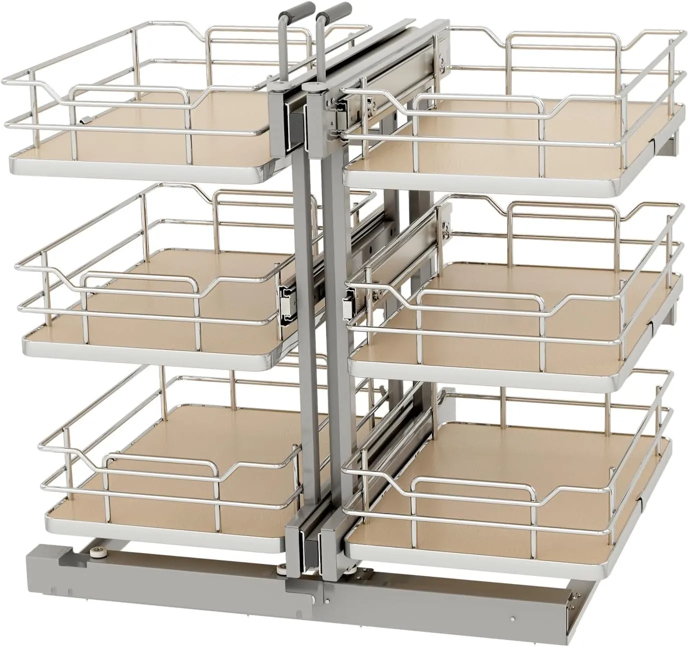 Rev-A-Shelf Steel 3-Tier Pullout Solid Bottom Organizer for Blind Corner Cabinets w/Soft-Close