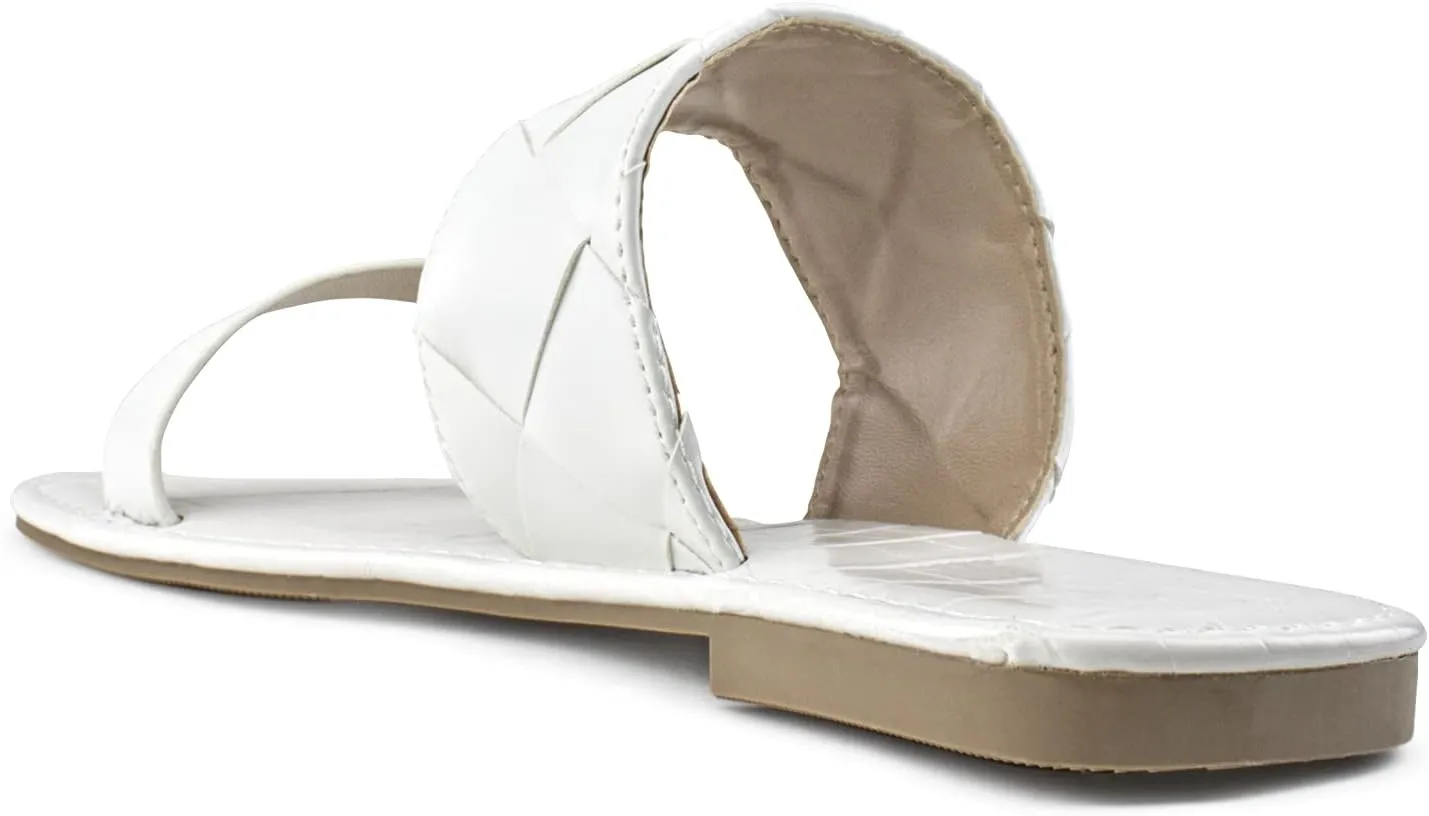 RF ROOM OF FASHION Women's Woven Double Band Slide Sandals