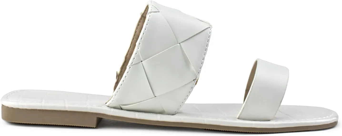 RF ROOM OF FASHION Women's Woven Double Band Slide Sandals