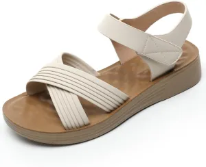 RiceelSor Women's Comfortable Walking Sandals with Arch Support-Lightweight Low Wedge Platform Sandals for Women,Orthopedic Soft Footbed Summer Sandals Outdoor Travel Beach Casual & Dressy Shoes