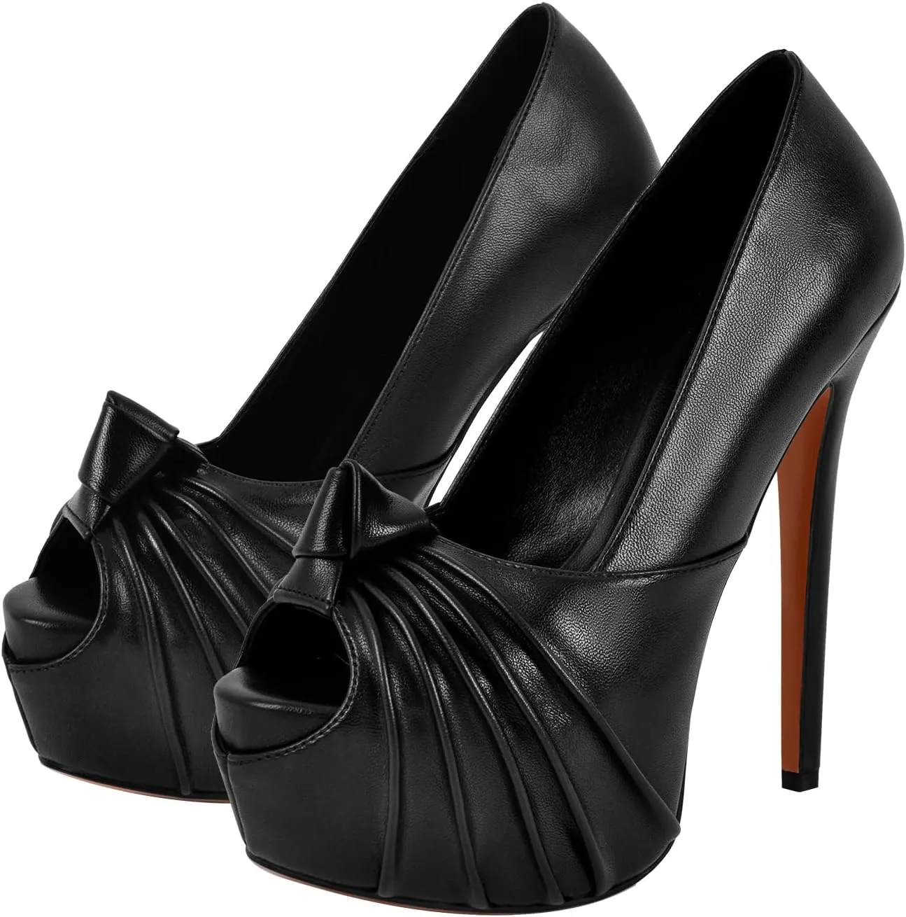 richealnini Peep Toe Platform Pumps Slip On Braid Bowknot Stiletto High Heels Party Wedding Shoes