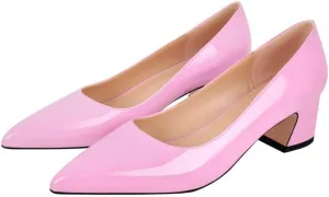 richealnini Women's Block Heel Pumps Slip On Pointed Toe Heels Dress Work Pumps