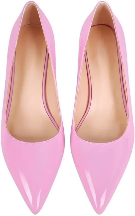 richealnini Women's Block Heel Pumps Slip On Pointed Toe Heels Dress Work Pumps
