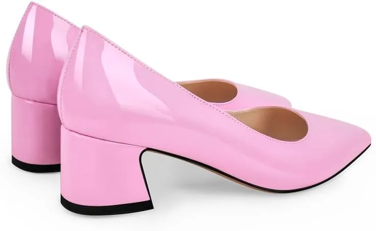 richealnini Women's Block Heel Pumps Slip On Pointed Toe Heels Dress Work Pumps