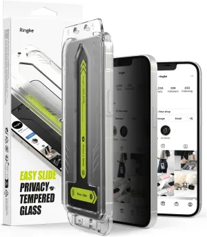 Ringke Easy Slide Privacy [Anti Spy] Compatible with iPhone 16e / 14/13 / 13 Pro Screen Protector, Easy to Install Case Friendly Tempered Glass with Simple installation Tool - 2 Pack