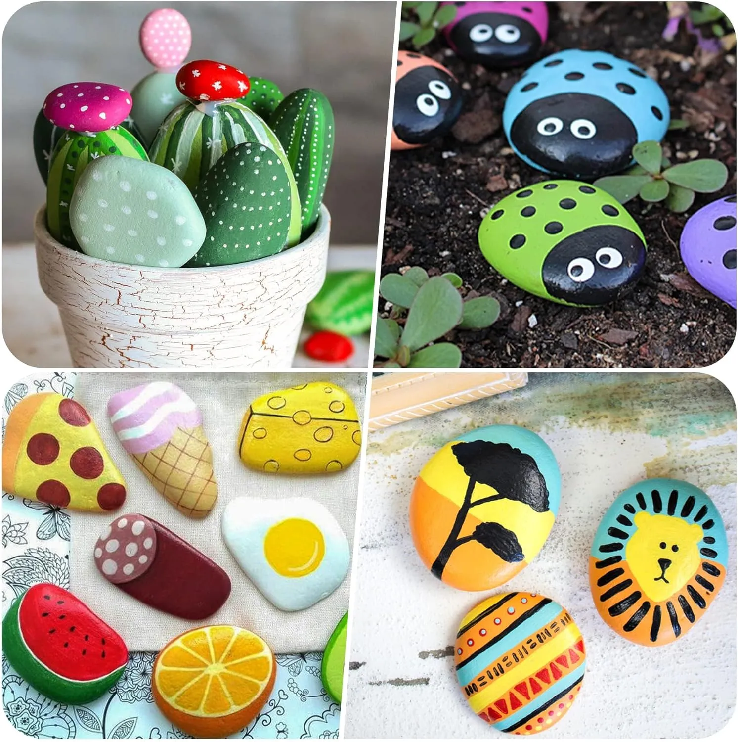 River Rocks for Painting 60 Pcs Large 2-3 Inch Flat Smooth Painting Stones Craft Rock to Paint for Kids Crafts Painting Bulk