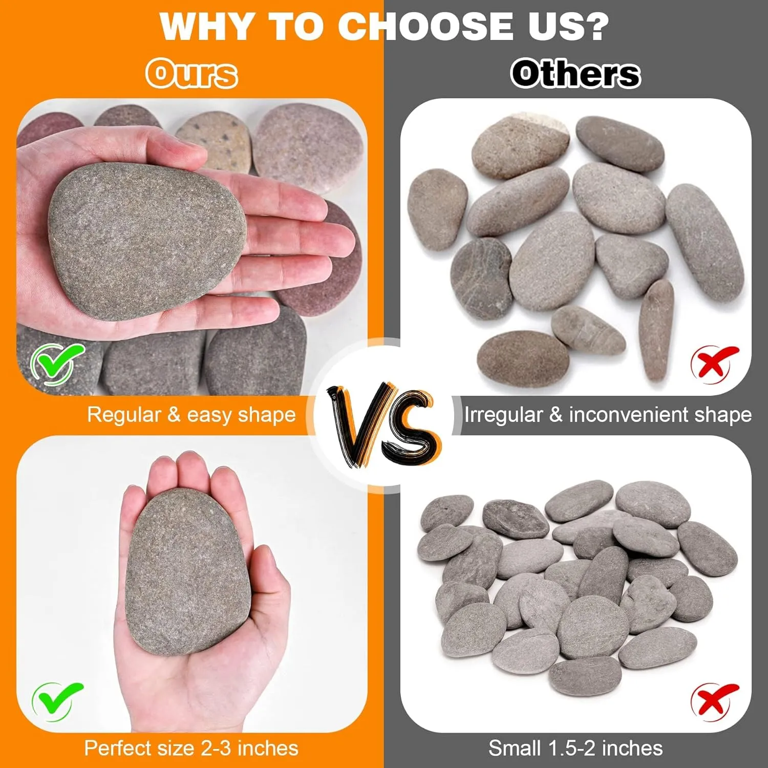 River Rocks for Painting 60 Pcs Large 2-3 Inch Flat Smooth Painting Stones Craft Rock to Paint for Kids Crafts Painting Bulk